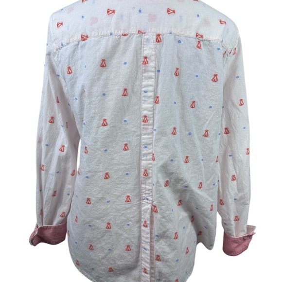 Anthropologie Maeve White and Orange tepee print button down size 10 - Picture 3 of 14
